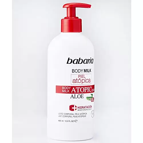 Leche Corporal Hidratante Para Pieles Atópicas Babaria, Con Aloe Vera, Pantenol y Vitamina E, Vegano - 400 ml