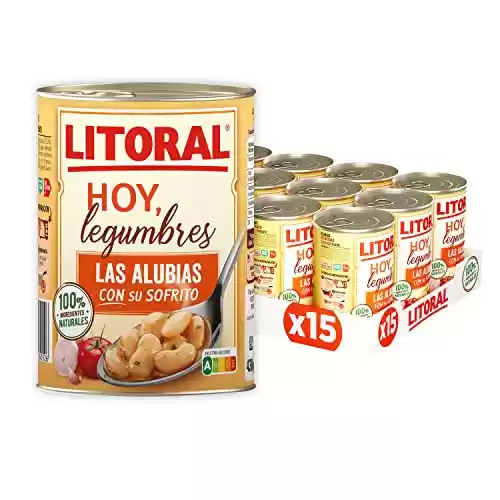 LITORAL Hoy Legumbres Alubias con su sofrito - Plato Preparado Sin Gluten - Pack de 15x430g - Total: 6.45kg