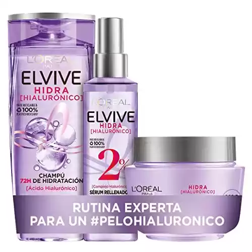 L'Oréal Paris Hidra Hialurónico Cofre Champú 72h Hidratación y Mascarilla 72h Hidratación Intensiva y Sérum Rellenador