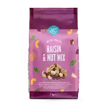 Marca Amazon - Happy Belly Mezcla de frutos secos y pasas, 1 kg (Paquete de 1)