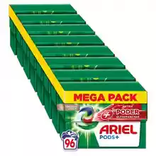 Mega pack Ariel All-in-One Detergente Lavadora Líquido en Cápsulas (8x12), 96 Lavados