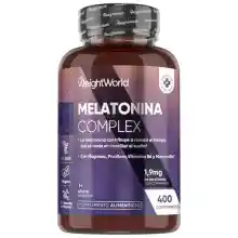Melatonina Complex de WeightWorld, 400 comprimidos para mejorar el sueño.