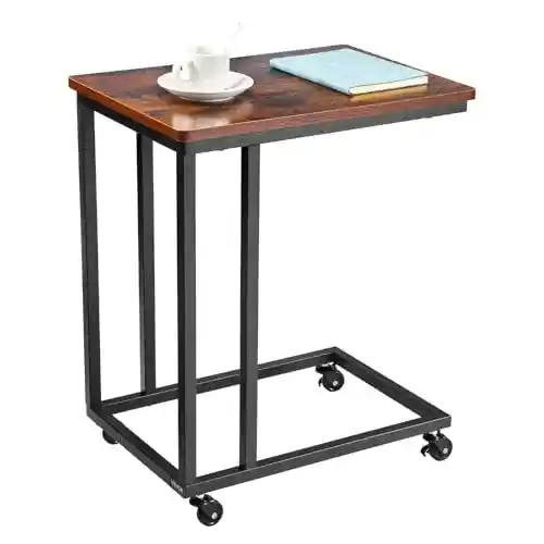 Mesa auxiliar VEVOR en forma de C (500 x 350 x 605 mm) con ruedas giratorias y soporta 25 kg