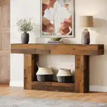 Mesa consola de 160 cm de largo con 2 capas y almacenamiento