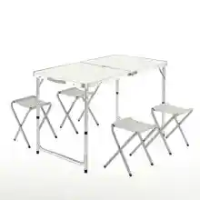 Mesa de Camping Plegable Tipo Maletín + 4 Taburetes