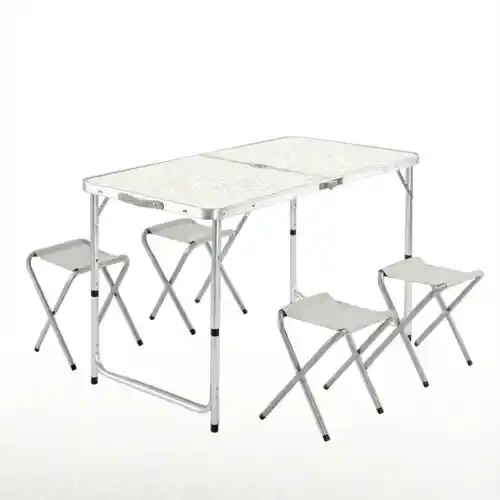 Mesa de Camping Plegable Tipo Maletín + 4 Taburetes