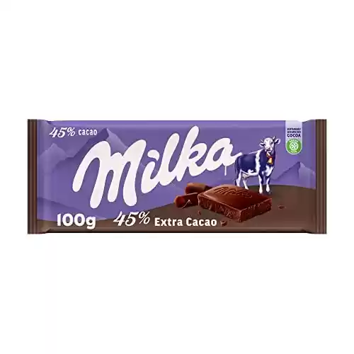 Milka Extra Cacao Tableta de Chocolate con Leche de los Alpes con 45% Cacao 100g