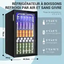 Mini frigorífico 90L con capacidad para 126 latas y No Frost