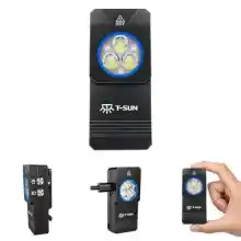 Mini linterna LED T-SUN recargable (650mAh, IP66) con base magnética y 11 modos