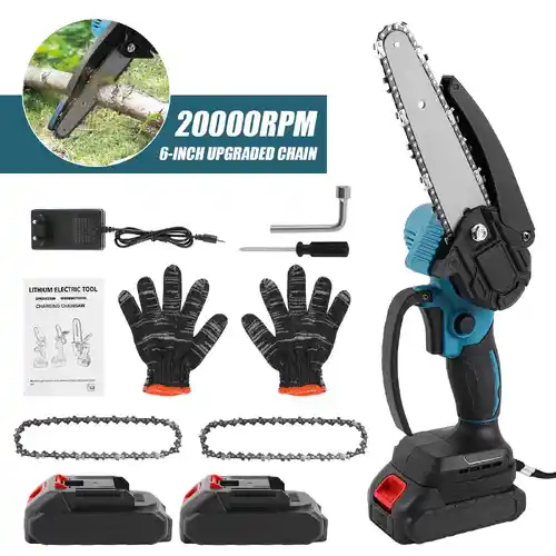 Mini motosierra portátil Makita a batería y con muchos accesorios