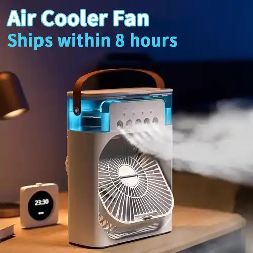 Mini ventilador 3 en 1 con luz LED y humidificador portátil