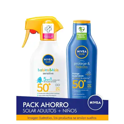 NIVEA SUN Pack ahorro cuidado solar - Contiene crema solar para niños + crema solar para adultos