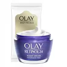 Olay Retinol 24 Crema de Noche 50ml + Daily Facials 5-en-1 Toallitas Limpiadoras 7uds