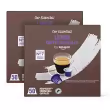 Pack 100 Cápsulas de café espresso Lungo compatibles con Nespresso, marca Amazon