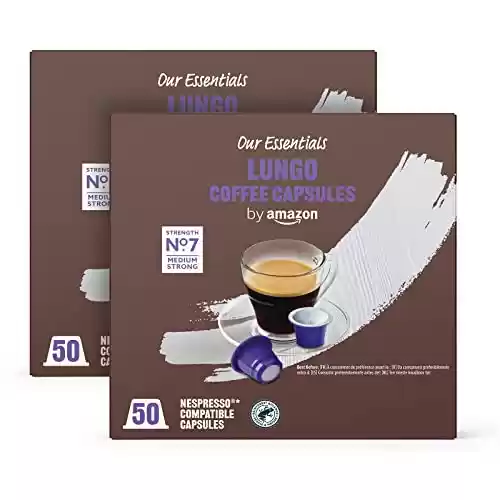 100 Cápsulas café Lungo compatibles con Nespresso by Amazon (la cápsula a 0.10€)