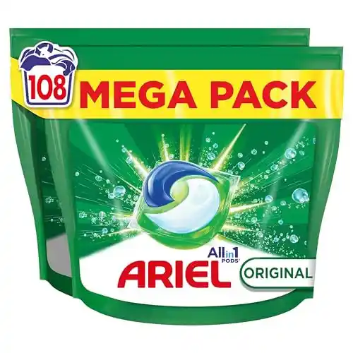 Pack 108 Cápsulas Detergente Lavadora Ariel All-in-One