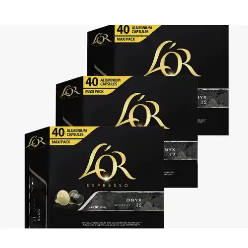 Pack 120 cápsulas de café L'OR Onyx Compatible Nespresso