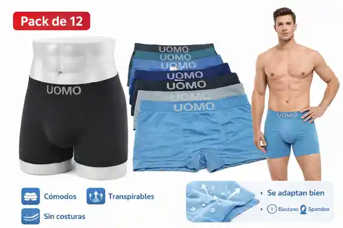 Pack 12x Boxers UOMO Licra Sin Costuras