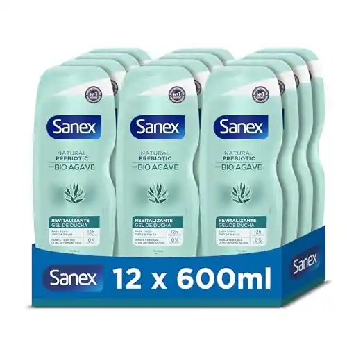 Pack 12x Gel Sanex Natural Prebiotic Bio Agave Revitalizante 600ml
