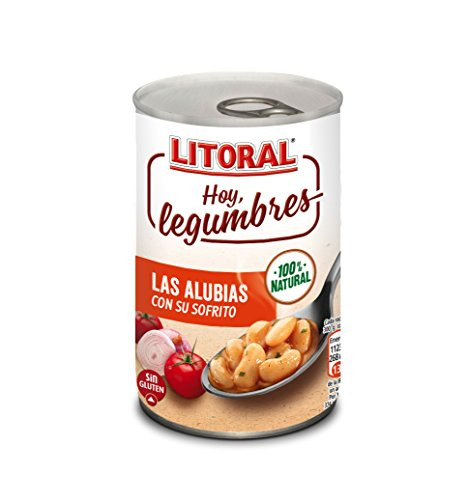 Pack 15 latas LITORAL Hoy Legumbres Alubias con su sofrito - Plato Preparado Sin Gluten - Total: 6.45kg