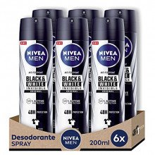 Pack 6 botes de desodorante NIVEA Men Spray Invisible Black & White