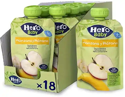 Pack 18x100g Hero Baby Manzana y Plátano para bebé