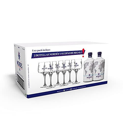 Pack 2 botellas de ginebra Nordés 70 cl + 6 Copas de regalo