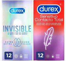 Pack 2 cajas de Durex Preservativos: Super finos + Invisible extra lubricado