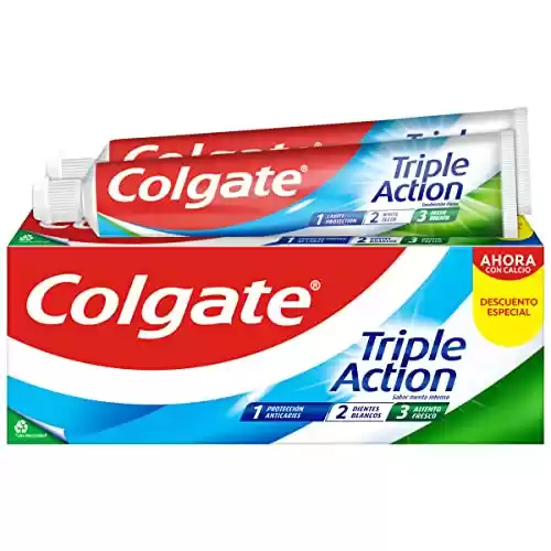 Pack 3x2 Colgate Triple Acción, Pasta de Dientes Anticaries Frescor a Menta (6 unidades de 75ml)