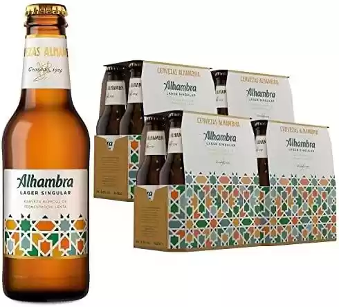 Pack 24 Botellines x 25 cl Alhambra Lager Singular Cerveza Refrescante Dorada