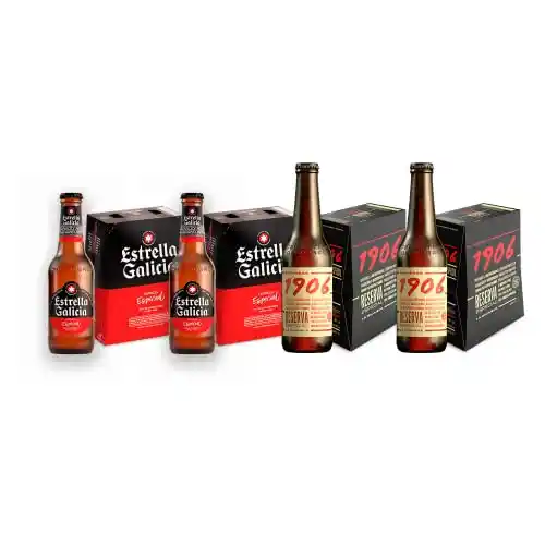 Pack 24x Botellines Cerveza 1906 + Estrella Galicia