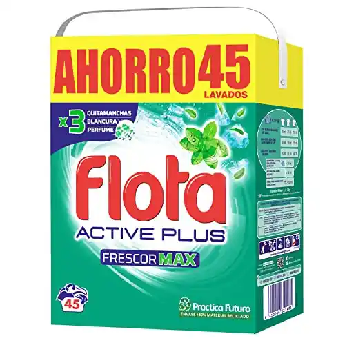 Pack 2x 45 Lavados FLOTA Frescor Max Detergente en Polvo Lavadora (70% en la 2ª unidad)