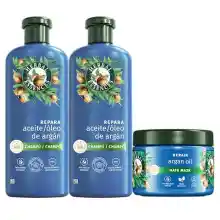 Pack 2x Champú reparador Aceite Argán 350ml + Mascarilla reparadora 500ml