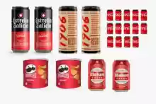 Pack 2x Estrella Galicia, 2x 1906, 14x Coca Cola Zero, 2x Mahou y 2x Pringles