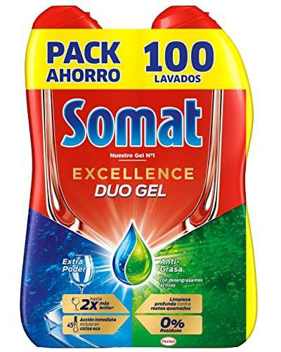 Pack 2x Somat Excellence Gel Anti-Grasa (100 lavados)