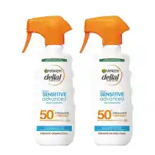 Pack 2x spray protector Delial Sensitive Advanced IP50+ para pieles claras y sensibles