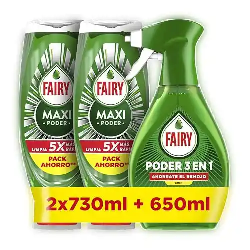 Pack 2x730ml Fairy Maxi Poder + Spray 650ml