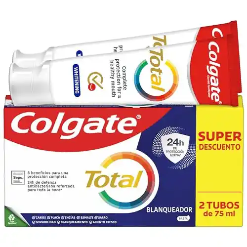 Pack 6 tubos de 75ml pasta de dientes COLGATE Total Blanqueador