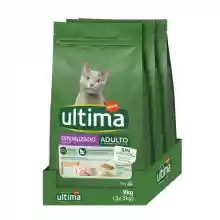 Pack 3 x 3kg Pienso para Gatos Esterilizados con Pollo Ultima - Total 9kg