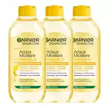 Pack 3 x 400 ml Agua micelar Todo en 1 Garnier SkinActive con vitamina C