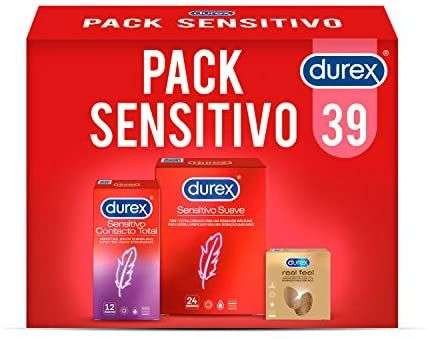 Pack 39 Preservativos Durex Sensitivo Suave + Sensitivo Contacto Total + Real Feel Sin Latex