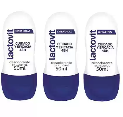 Pack 3x Desodorante Roll on Extra Eficaz sin alcohol Lactovit