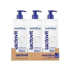 Pack 3x Lactovit Leche Corporal Nutritiva con Protein Calcium y Manteca de Karité, para Pieles Normales y Secas