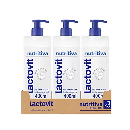 Pack 3x Lactovit Leche Corporal Nutritiva con Protein Calcium y Manteca de Karité, para Pieles Normales y Secas