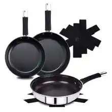 Pack 3x sartenes Bergner Baster 20+24+28 cm de Acero Inoxidable + 3x Protectores