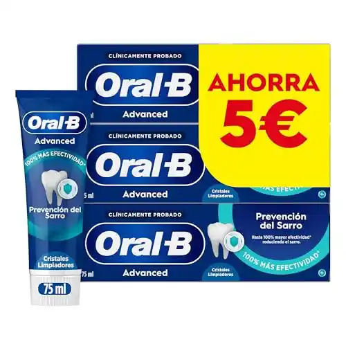 Pack 3x75ml pasta de dientes Oral-B Advanced Prevención Del Sarro