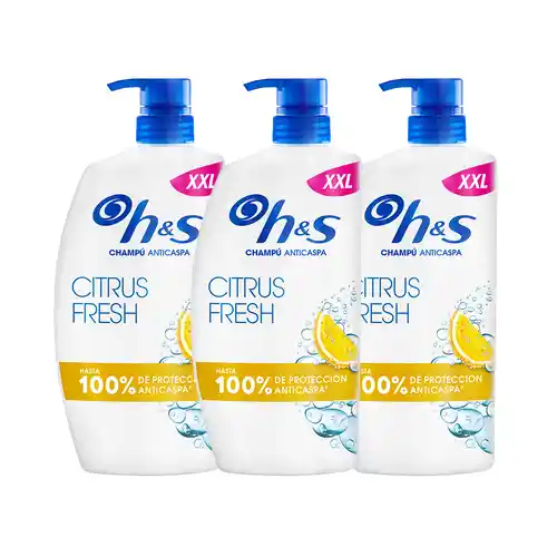 Pack 3x800ml H&S Citrus Fresh Champú Anticaspa para Pelo Graso con Dispensador - total 2,4 litros (ENVIO INCLUIDO)