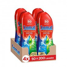 Pack 4 botes detergente líquido Somat Excellence Gel Anti-Grasa 50 Dosis (total: 200 lavados)