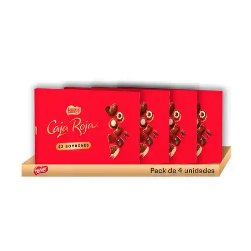 Pack 4 cajas x 398g NESTLÉ CAJA ROJA Bombones de Chocolate con Leche Surtidos