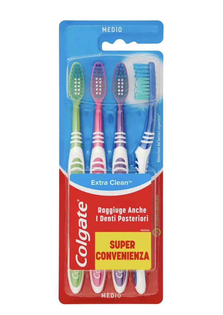 4 cepillos de dientes Colgate Extra Clean, Medio